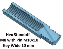 Hex Key Wide 10 mm Standoff 10, 20, 30, 40, 50, 60, 70, 80, 90, 100 mm; M8 Pin M10x10