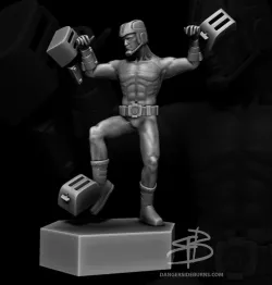 Man Fighting Toasters Statue