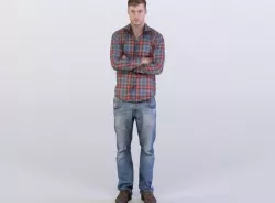 Aaron 0079 Man Standing, Arms folded, Serious expression 3D model