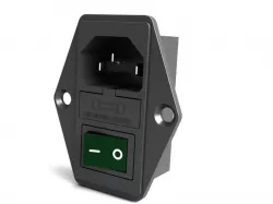 Amico AC 10A 250V IEC320 C14 Inlet Module with Neon Lamp Rocker Switch and Fuse Holder
