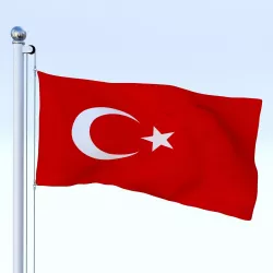 Animated Turkey Flag Low-poly  3D model