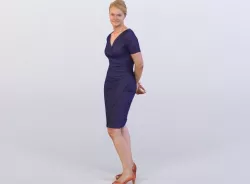 Anna 0033 Woman in a blue dress, arms behind her back 3D model