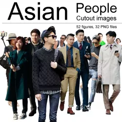 Asian People Character Cut-out Collection Texture