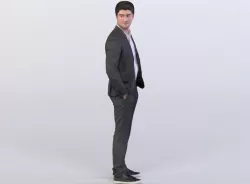 Berkan 0111 Man in a Suit standing, Looking over his Shoulder 3D model