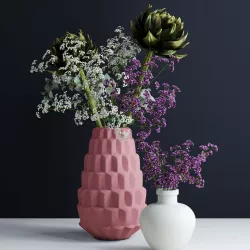 Bouquets in pink and white vases 3D model