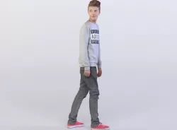 Brad 0054 Kid Standing Looking Back Over a Shoulder 3D model