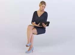 Celina 0494 Woman sitting, reading on a tablet 3D model