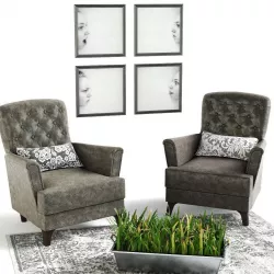 Chairs grass pot carpet and pictures 3D model