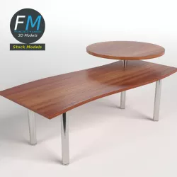 Desk with circular shelf 1 Low-poly  3D model