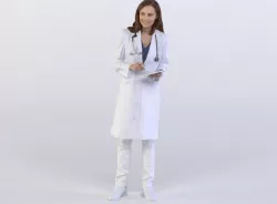 Elizabeth 0396 Woman in a doctor outfit holding notes 3D model