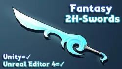 Hand-Painted Fantasy RPG Weapons - 2H Swords Low-poly  3D model