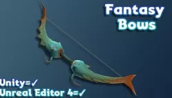 Hand-Painted Fantasy RPG Weapons - Bows Low-poly  3D model