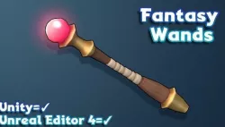 Hand-Painted Fantasy RPG Weapons - Wands Low-poly  3D model