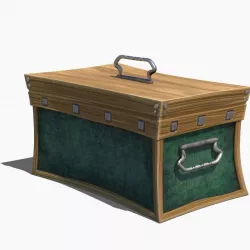 HQ lowpoly chest cartoonish stylized wooden draped Low-poly  3D model