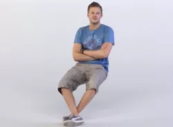 Johnny 0221 Man Sitting, Arms folded, Legs crossed 3D model