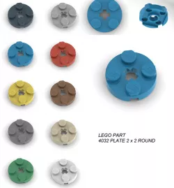 Lego Part 4032 Plate 2 x 2 Round With Colours and Appearances for Solidworks