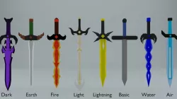 Low poly Element Swords Low-poly  3D model