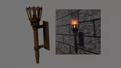 Medieval torch Game of Thrones Style Low-poly  3D model
