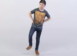 Peter 0009 Child Standing Arms on the Hips One Leg On a Ball 3D model