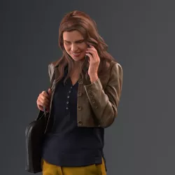 Pre posed woman 3D model Walking and talking on her phone 3D model