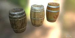 Set of 3 low poly barrels Low-poly  3D model