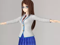 T pose nonrigged model of Rena anime girl  3D model