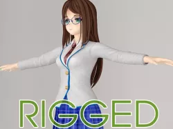 T pose rigged model of Rena anime girl 3D model