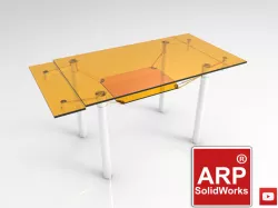 Table Tempered Glass and Chrome Extensible 160x80x80cm