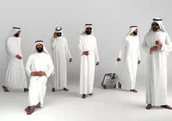 Traditional Arab man from Dubai posed in 6 poses 3D model