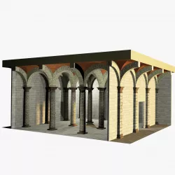 Vaulting 1-2   Romanic  500cm spaced  with thin arches Low-poly  3D model