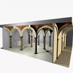 Vaulting 1-4   Romanic   750cm spaced   with thin arches Low-poly  3D model