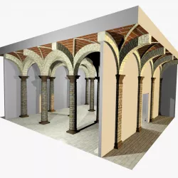 Vaulting 2-2   Romanic  500cm spaced  thin arches and thin curbs Low-poly  3D model