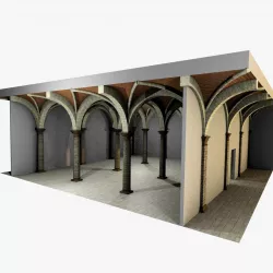 Vaulting 3-4   Romanic 750cm spaced  thin arches and thick curbs Low-poly  3D model