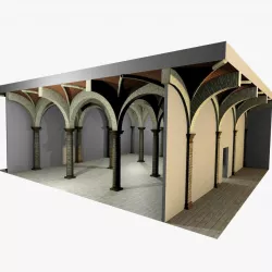 Vaulting 3-5  Romanic 750cm spaced  thick arches and thick curbs Low-poly  3D model