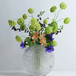 Viburnum Anemones Alstromeria and Fritilaria persica Bouquet 3D model