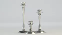 Vintage 3-candle silver candlestick 3D model