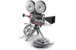 Vintage movie camera and film 3D model