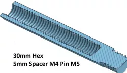 Hex 5 Spacer, Standoff 10, 20, 30, 40, 50, 60, 70, 80, 90, 100 mm; M4 Pin M5