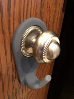 Kitchen cupboard door hook (eg for oven gloves)