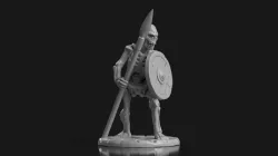 Living Bones with Short Spear and Shield