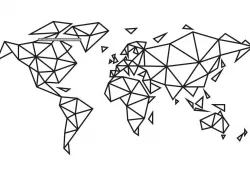 low-poly world map wall decoration - laser cut