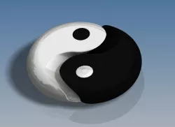 3D rounded Ying and Yang symbol