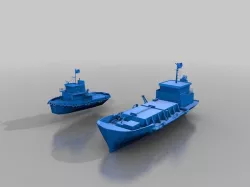 Cargo ship and tug boat
