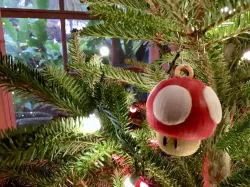   Super Mario Mushroom 1up Tree Ornament with Hoop