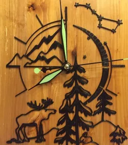 Wall Watch decor (mountains, tree, elk)