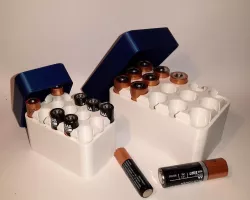 AA and AAA battery storage box with lid