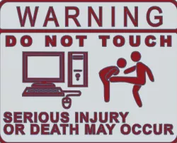 Do Not Touch Computer Sign (Kicking Version)