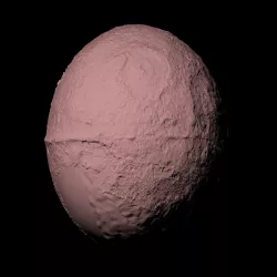 Iapetus with known topography scaled one in ten million