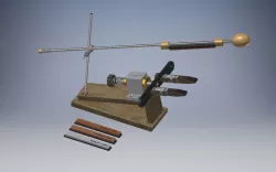 The machine for sharpening of knives with the rotary mechanism. 3D model and drawings for milling on the machine.