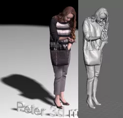 3d scan woman with bag